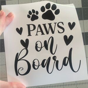 Black Paws On Board Vinyl Decal
